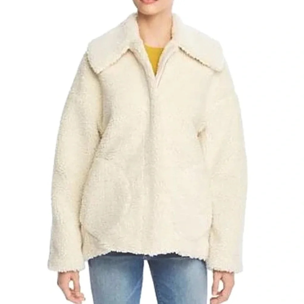 NWT Theory Women's Ivory Pomona Cozy Faux-Shearling Jacket Coat Small